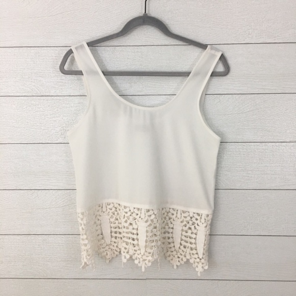 Luca Couture White Lace Trim Tank